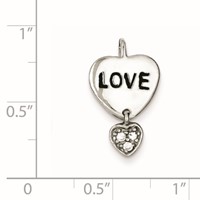 Sterling Silver Rhodium Plated Love CZ Heart Pendant view 2