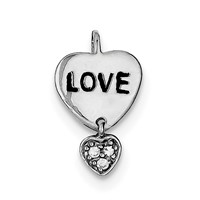 Sterling Silver Rhodium Plated Love CZ Heart Pendant view 1