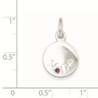 Sterling Silver Hope W Pink CZ Disc Charm view 4