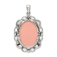 Sterling Silver Antiqued Marcasite Plastic Pink Cameo Pendant view 4