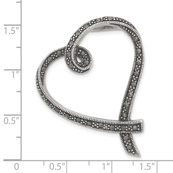 Sterling Silver Marcasite Heart Slide
