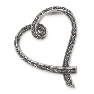 Sterling Silver Marcasite Heart Slide