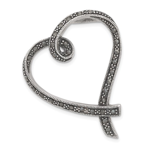 Sterling Silver Marcasite Heart Slide