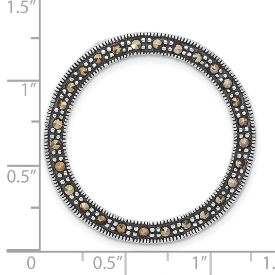 Sterling Silver Antiqued Marcasite Circle Slide