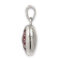Sterling Silver Antiqued Red Enamel and Marcasite 16mm Heart Locket view 2