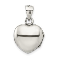 Sterling Silver Antiqued Red Enamel and Marcasite 16mm Heart Locket view 3