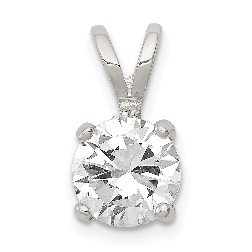 Sterling Silver Round CZ Pendant (QP13)