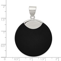 Sterling Silver 35mm Round Black Onyx Pendant view 3