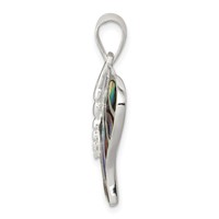 Sterling Silver Rhodium-plated Abalone Butterfly Pendant view 2