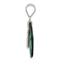 Sterling Silver Round Abalone Pendant with Swirls view 2