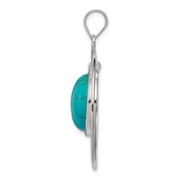 Sterling Silver Circle Turquoise Cabochon Pendant view 2