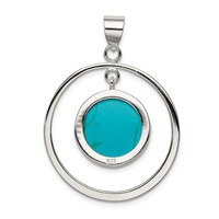 Sterling Silver Circle Turquoise Cabochon Pendant view 4