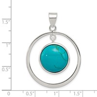 Sterling Silver Circle Turquoise Cabochon Pendant view 3
