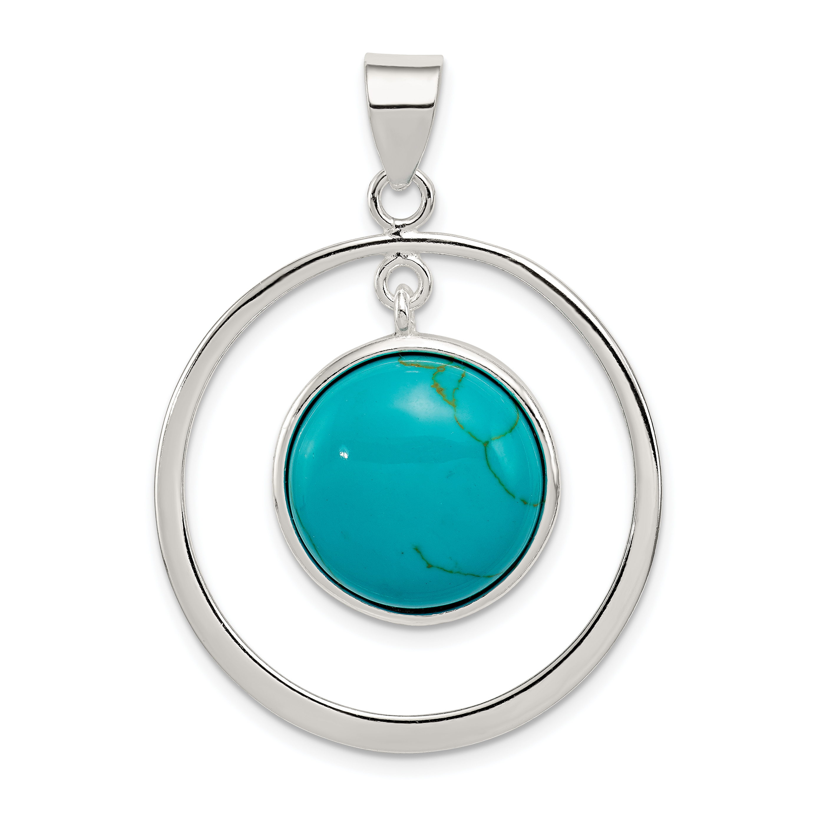 Sterling Silver Circle Turquoise Pendant (QP1319)