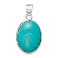 Sterling Silver Oval Turquoise Pendant view 4