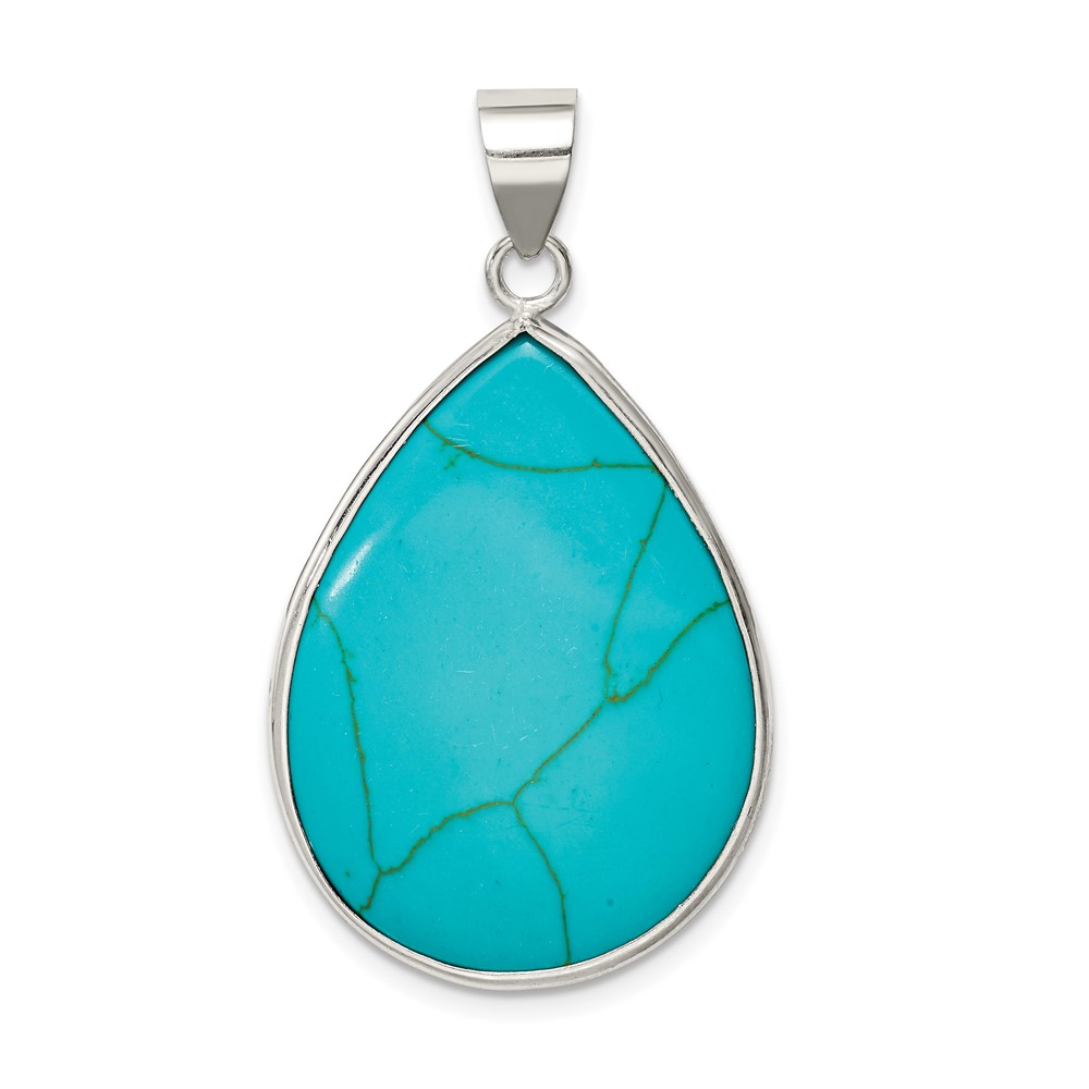 Sterling Silver Teardrop Turquoise Pendant (QP1324)