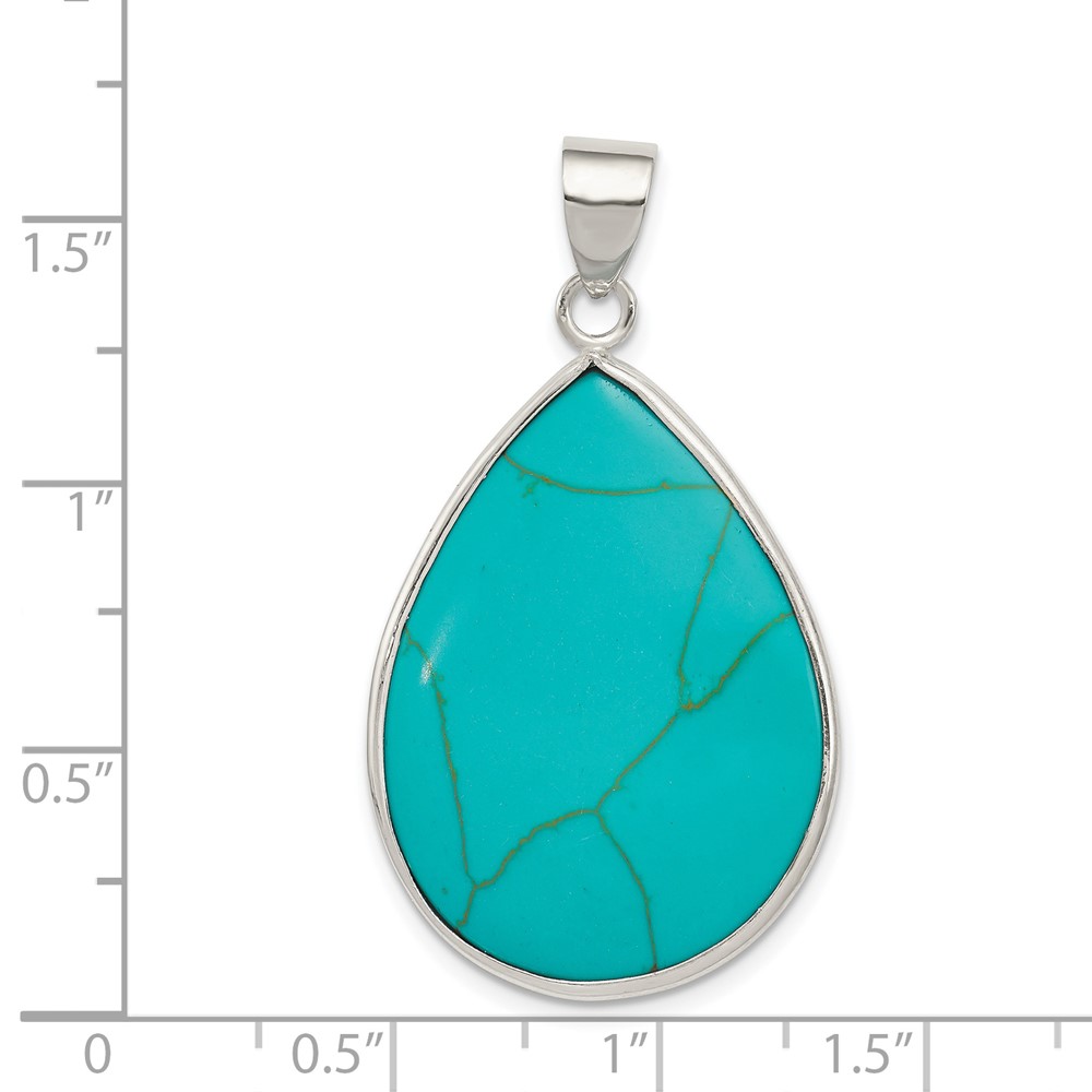 Sterling Silver Teardrop Turquoise Pendant (QP1324)