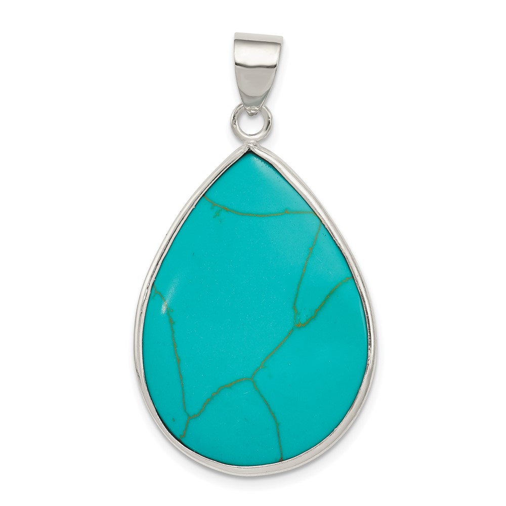 Sterling Silver Teardrop Turquoise Pendant (QP1324)