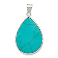 Sterling Silver Teardrop Turquoise Pendant view 1