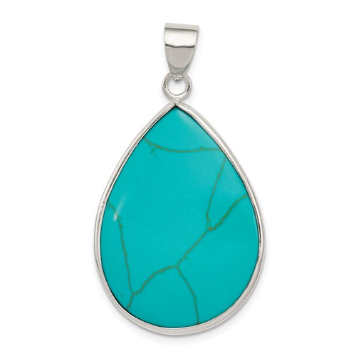 Sterling Silver Teardrop Turquoise Pendant