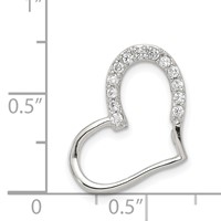 Sterling Silver Rhodium-plated CZ Heart Pendant view 3