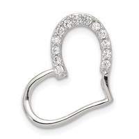 Sterling Silver Rhodium-plated CZ Heart Pendant view 1
