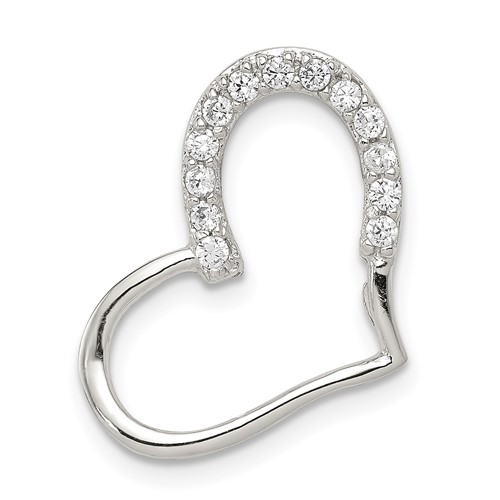 Sterling Silver Rhodium-plated CZ Heart Chain Slide