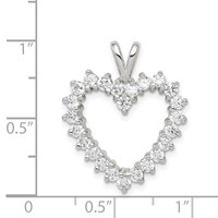 Sterling Silver Rhodium-plated CZ Heart Pendant view 3