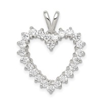 Sterling Silver Rhodium-plated CZ Heart Pendant view 1