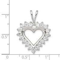 Sterling Silver Rhodium-plated CZ Open Heart Pendant view 3