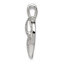 Sterling Silver Rhodium-plated CZ Heart Pendant view 2