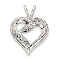 Sterling Silver Rhodium-plated CZ Heart Pendant view 4