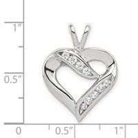Sterling Silver Rhodium-plated CZ Heart Pendant view 3