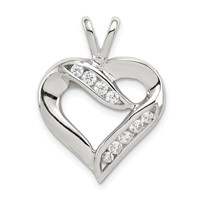 Sterling Silver Rhodium-plated CZ Heart Pendant view 1