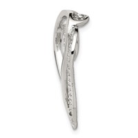 Sterling Silver Rhodium-plated CZ Heart Pendant view 2