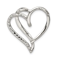 Sterling Silver Rhodium-plated CZ Heart Pendant view 4