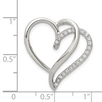 Sterling Silver Rhodium-plated CZ Heart Pendant view 3