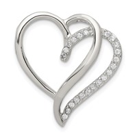 Sterling Silver Rhodium-plated CZ Heart Pendant view 1