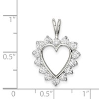 Sterling Silver Rhodium-plated CZ Heart Pendant view 4