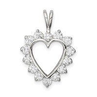 Sterling Silver Rhodium-plated CZ Heart Pendant view 1