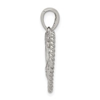 Sterling Silver Rhodium-plated CZ Love Heart Pendant view 2