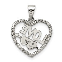 Sterling Silver Rhodium-plated CZ Love Heart Pendant view 4