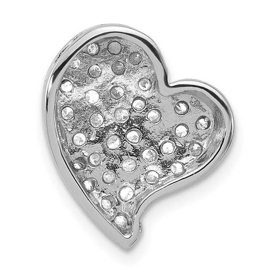 Sterling Silver Polished CZ Heart Chain Slide Pendant