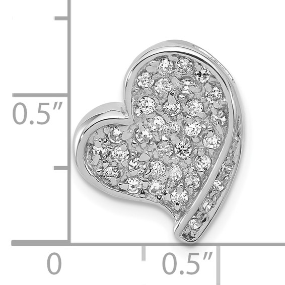Sterling Silver Polished CZ Heart Chain Slide Pendant