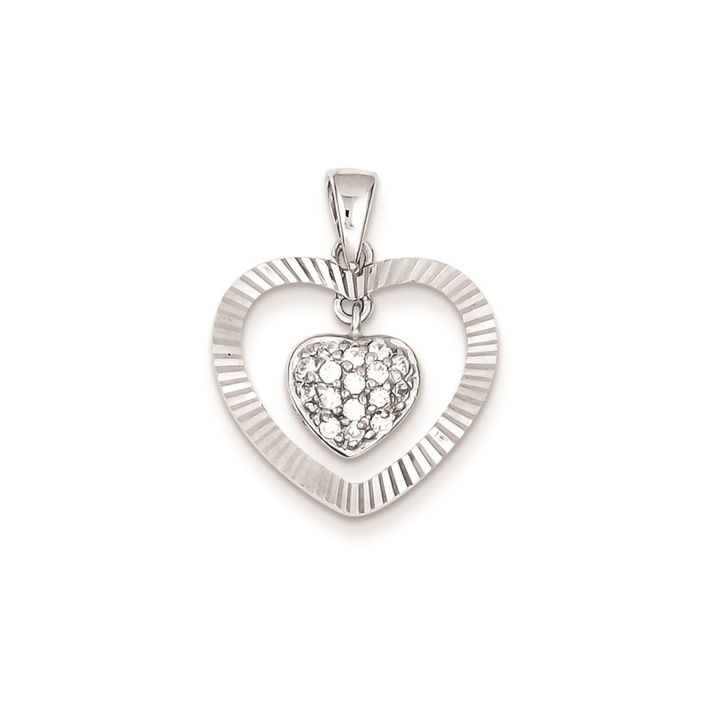 Sterling Silver CZ Heart Pendant