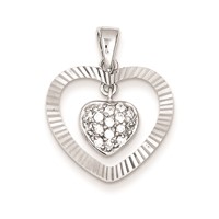 Sterling Silver CZ Heart Pendant view 1