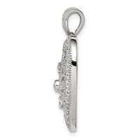 Sterling Silver Rhodium-plated CZ Filigree Heart Pendant view 2