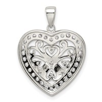 Sterling Silver Rhodium-plated CZ Filigree Heart Pendant view 4