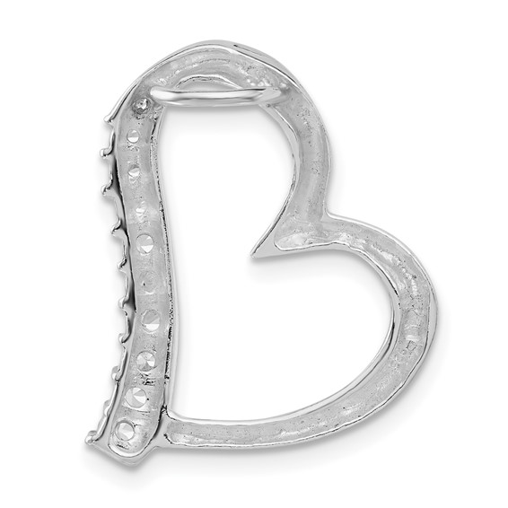 Sterling Silver CZ Heart Slide Pendant