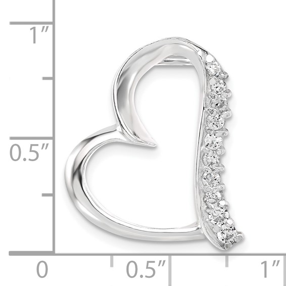 Sterling Silver CZ Heart Slide Pendant